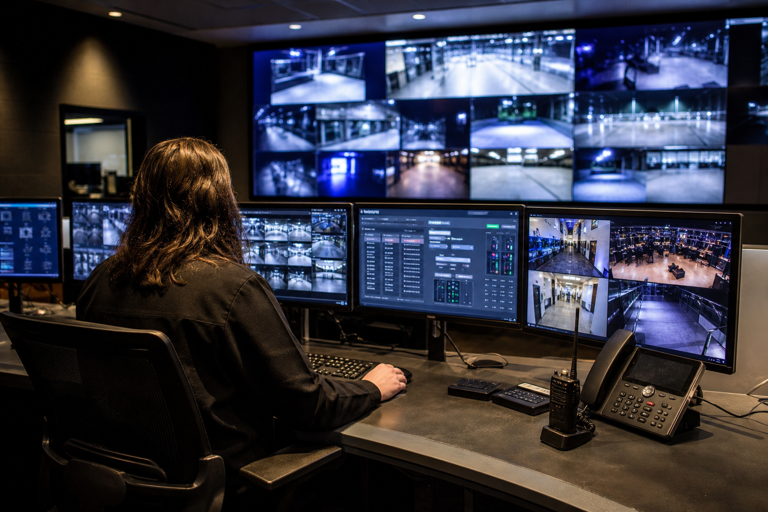 Modern venue checkpoint with screening lanes and technology touchpoints before doors open.